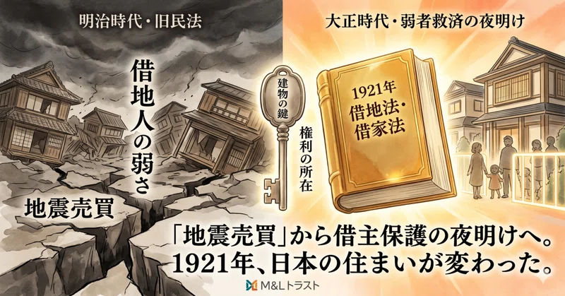 【不動産の歴史Vol.7】なぜ借主はこんなに強いのか？ 「地震売買」という暗黒時代を終わらせた、3つの弱者救済法。 eyecatch