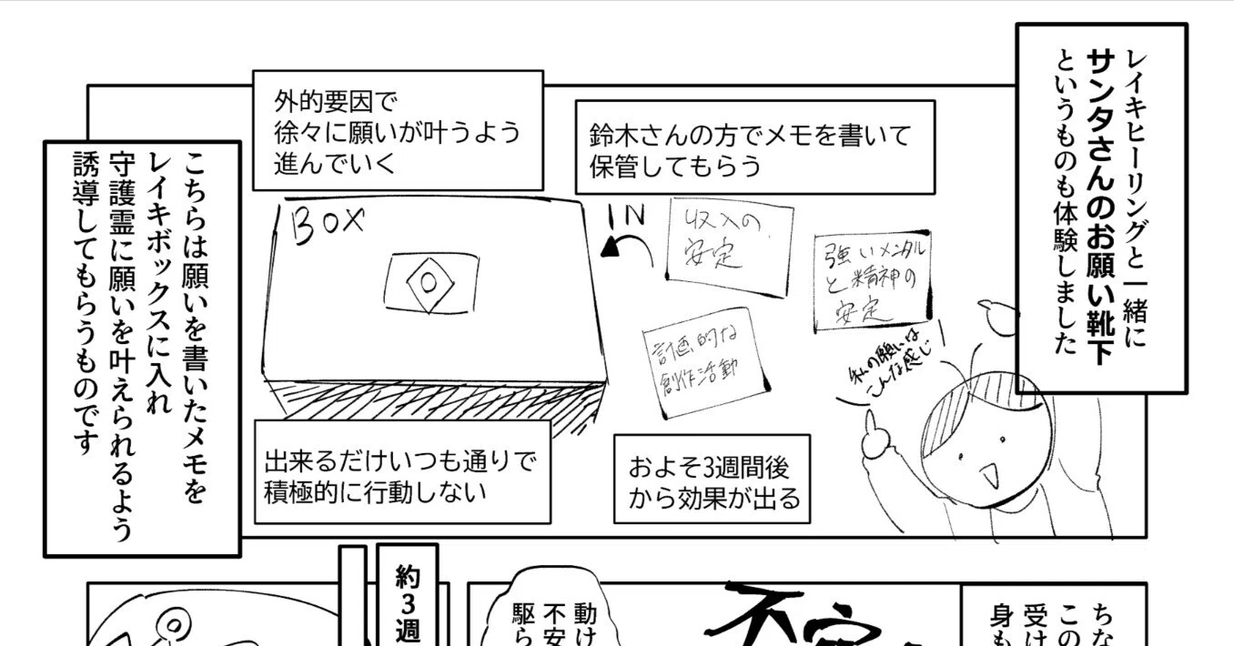 漫画家さんに、レイキボックス（サンタさんの靴下お願い）を漫画にして