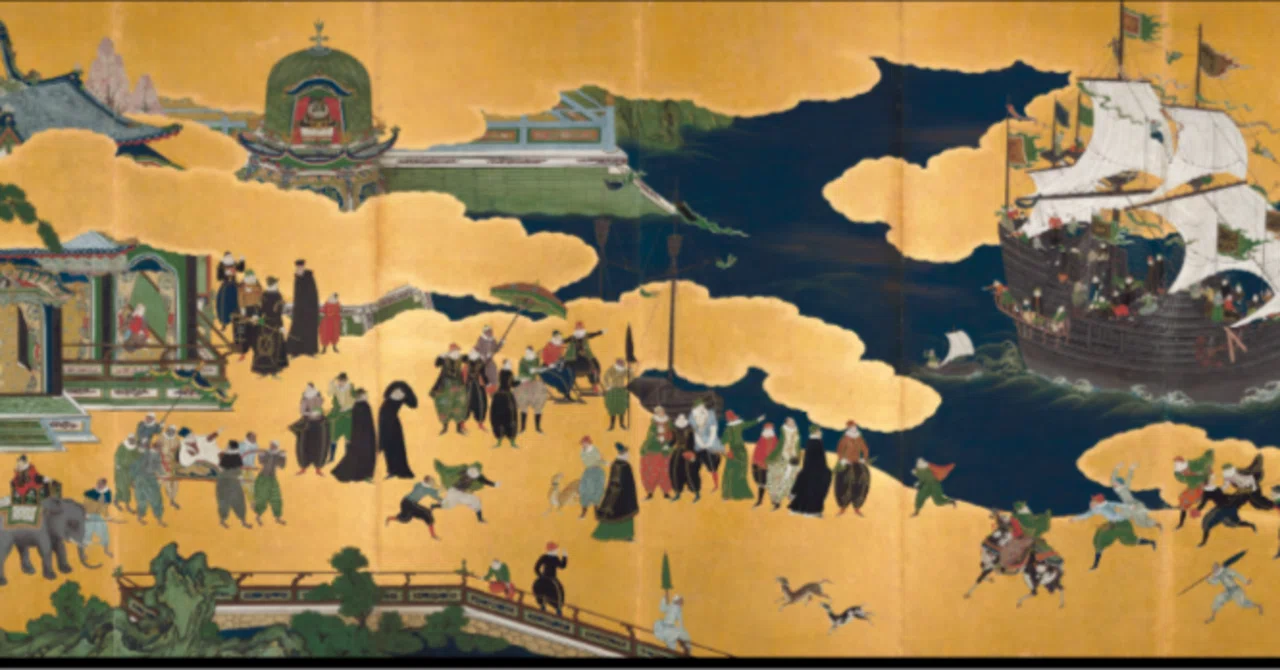 日本の美術史 狩野内膳の南蛮屏風と鶴亭の牡丹綬帯鳥図』｜米屋・勇二