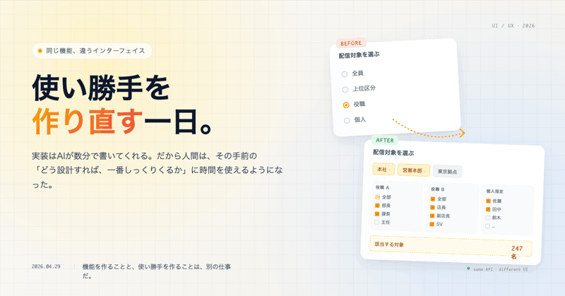 今日、ある業務システムでUIを何度も作り直した