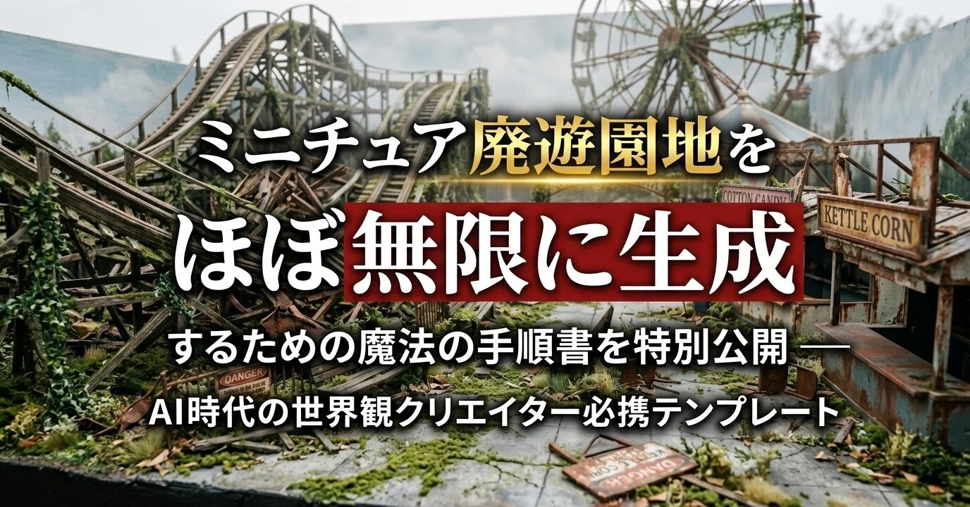 廃墟遊園地ミニチュア生成用プロンプトを“ほぼ無限生成”する魔法の指示