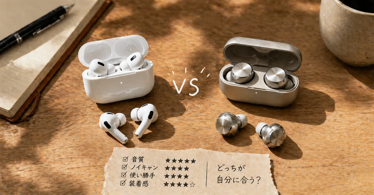 AirPods ProとTechnics AZ100の完全比較レビュー どちらも使っている