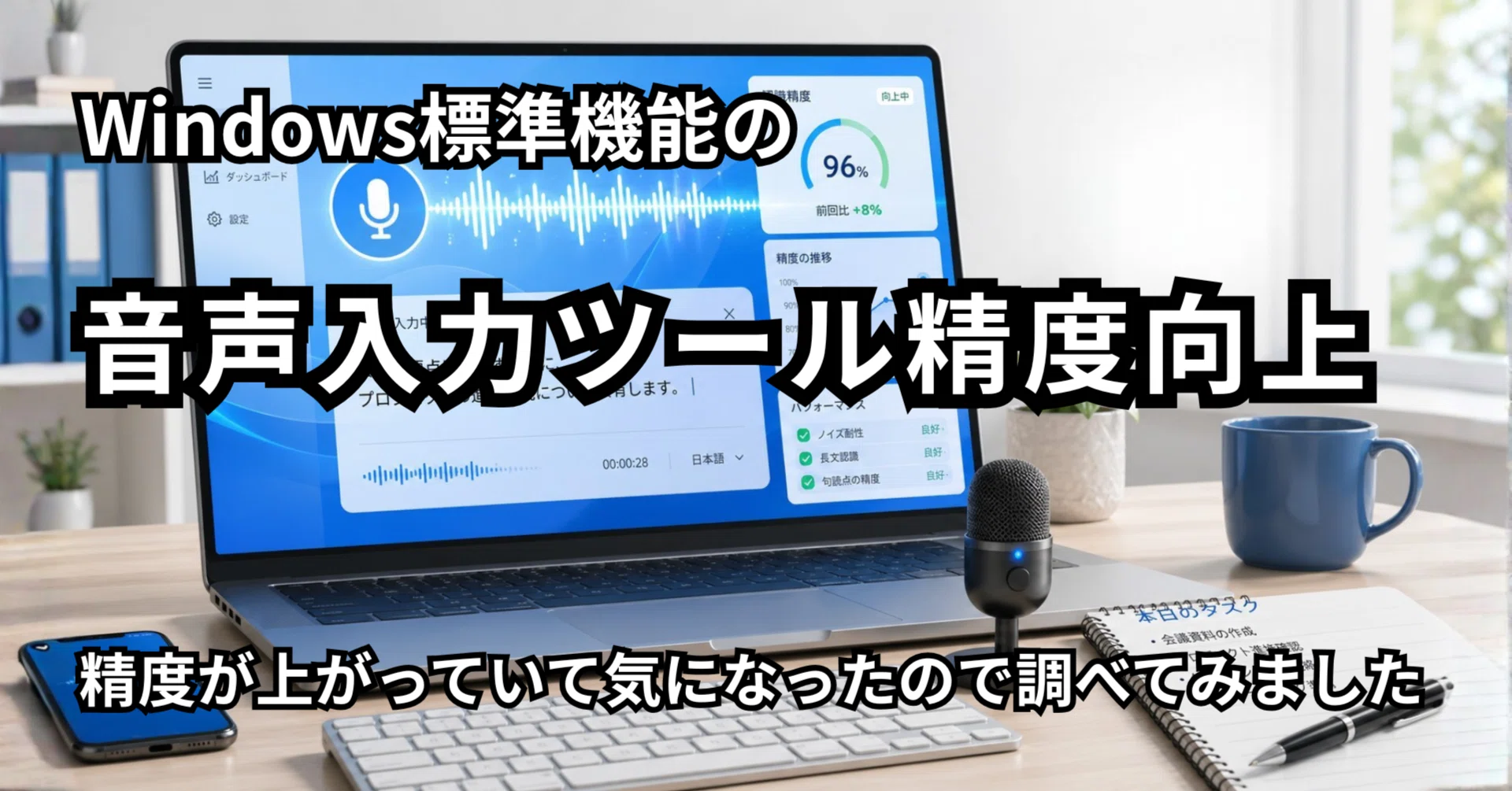 Windows標準機能の音声入力ツールの精度が上がっていて気になったので