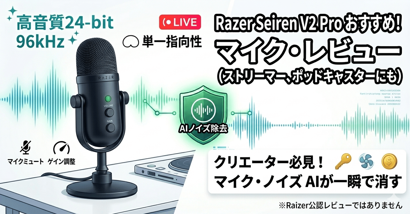 Razer Seiren V2 Pro マイクレビュー｜ぞの
