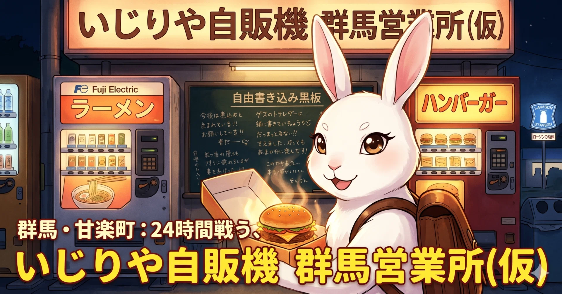 群馬県•甘楽町】いじりや自販機の謎と黒板メディア｜いなばの白うさぎ