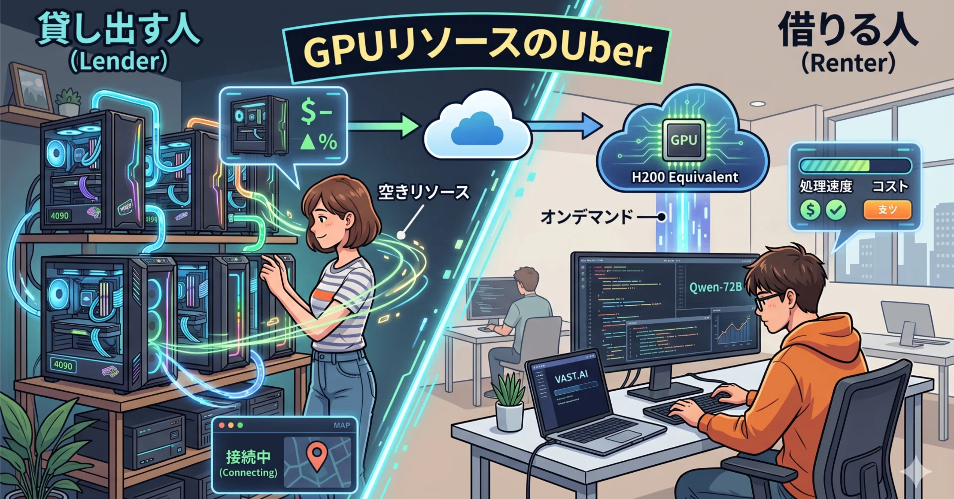 GPU付きのマイマシンを使用していないときに貸し出してお金を稼ぐんで