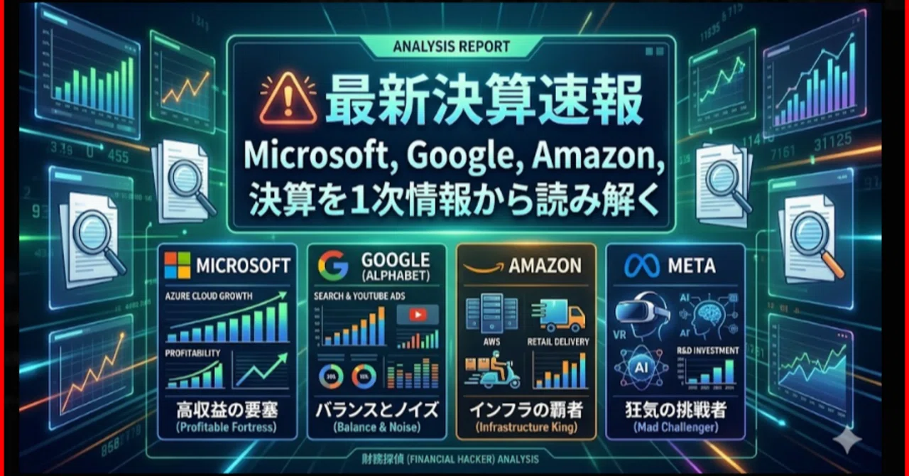 🚨最新決算速報 Microsoft, Google, Amazon, Metaの決算を1次情報から