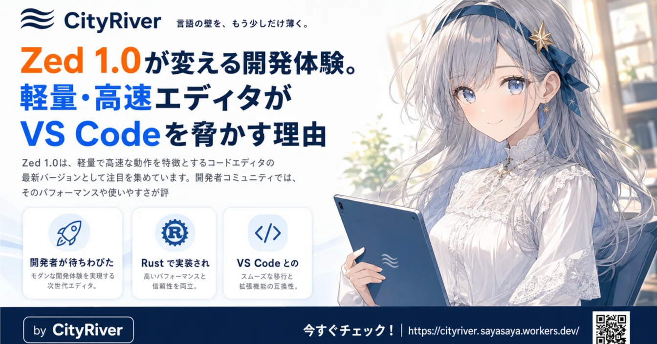 Zed 1.0が変える開発体験。軽量・高速エディタがVS Codeを脅かす理由