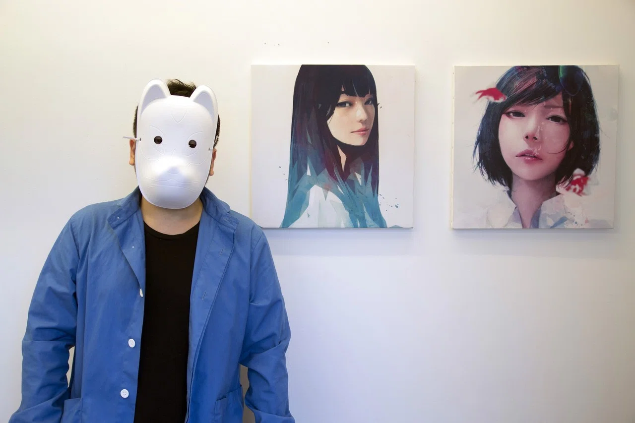 シンガポール一風堂に展示される2枚の女性イラストを手がけた、アジア