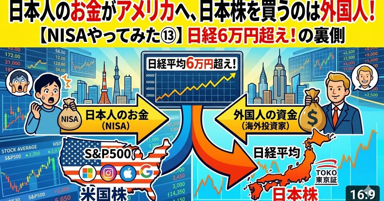 NISAやってみた⑬】日本人のお金がアメリカに流れ、日本株を買っている