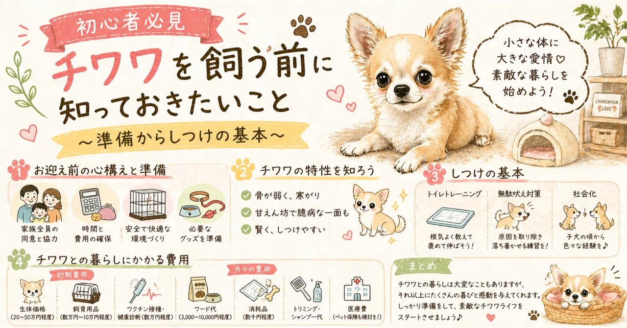初心者必見】チワワを飼う前に知っておきたいこと〜準備からしつけの 