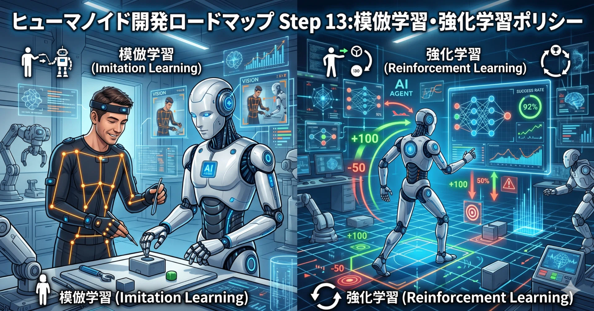 ヒューマノイド開発ロードマップ Step 13 : 模倣学習・強化学習