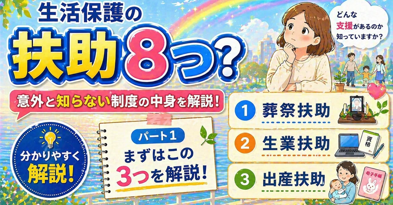 生活保護の扶助は全部で8つ?パート1葬祭扶助・生業扶助・出産扶助|生活保護の窓口でみたこと