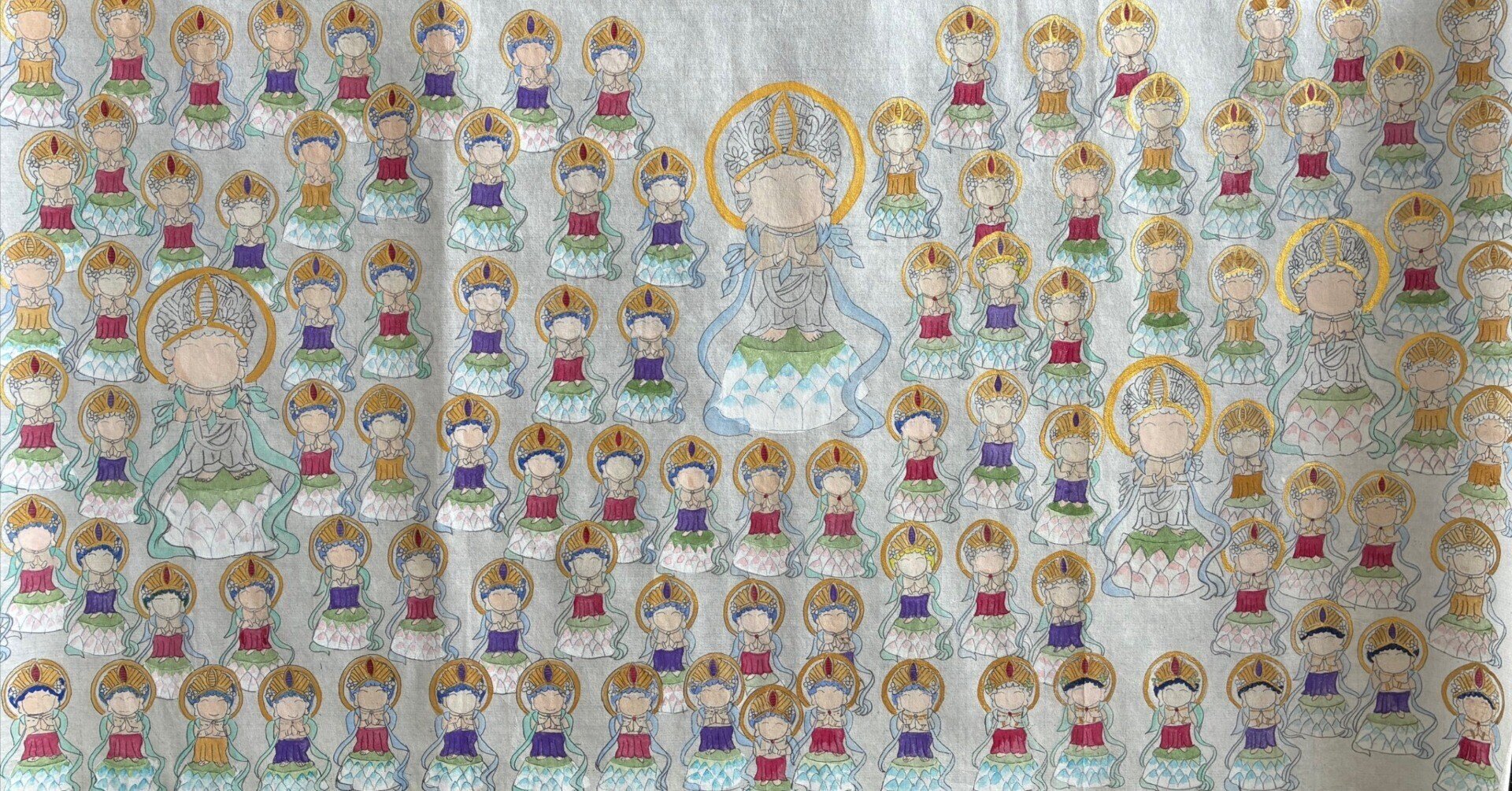 ブロッターアート 「笑う仏陀」古典的希少図版 コレクションに コツコツと大作に挑む [仏画曼荼羅アート] Taking on a major project