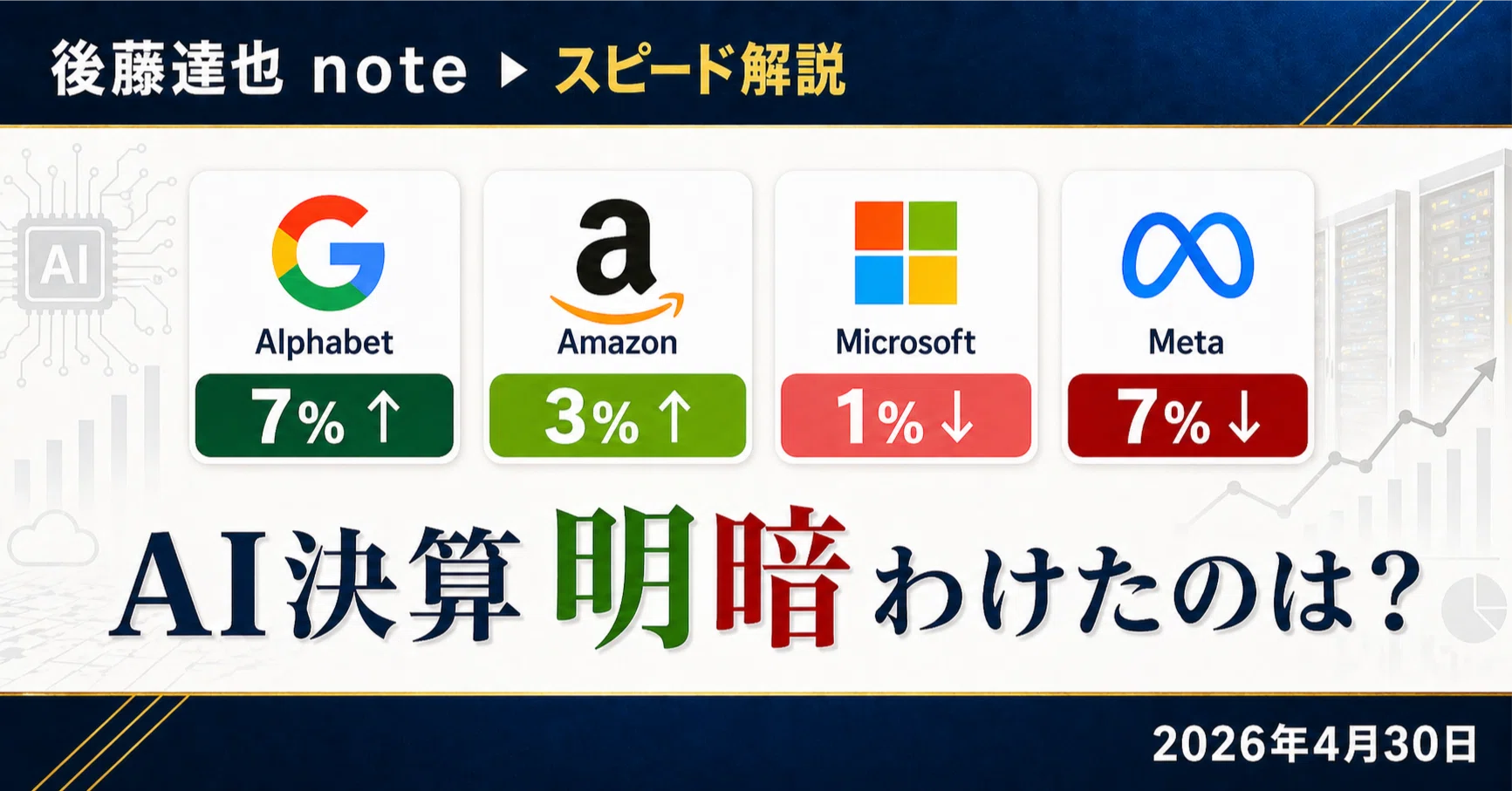 米テック4社 明暗をわけたのは？｜後藤達也