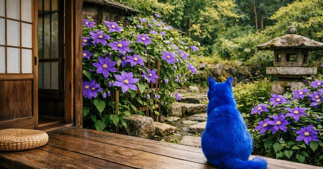 クルマチスのの花が咲き始めました。」｜しあわせのあおいねこ