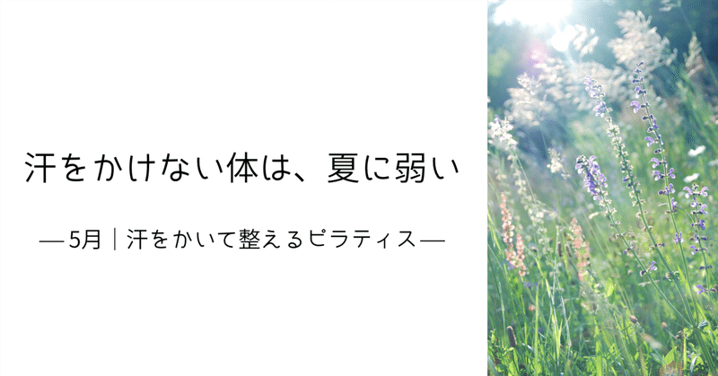 5月の体づくり｜汗をかく準備できていますか？