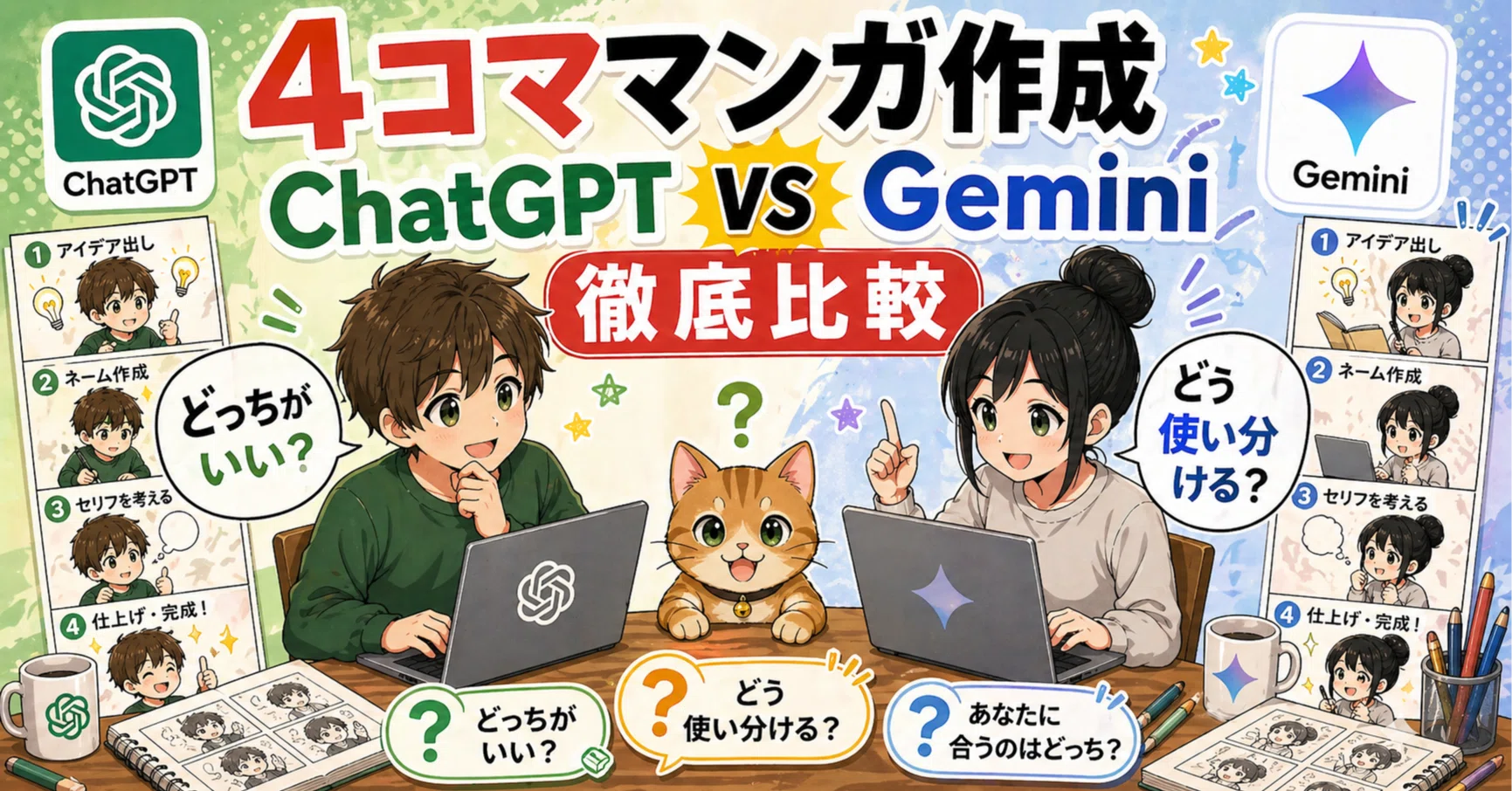 ChatGPTとGeminiでの4コママンガ生成の質を比較します！｜あきらきらライフ