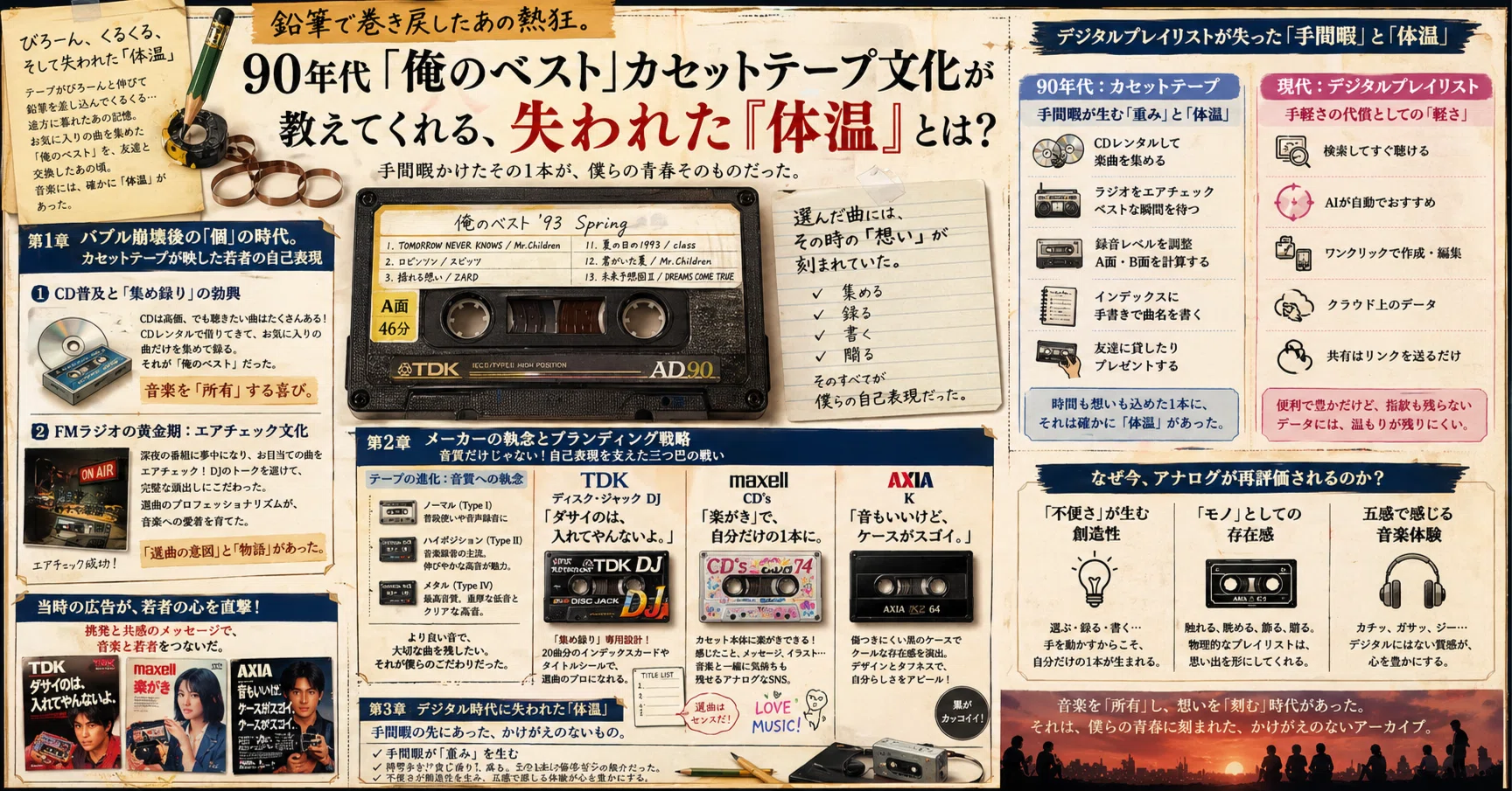 鉛筆で巻き戻したあの熱狂。90年代「俺のベスト」カセットテープ文化が