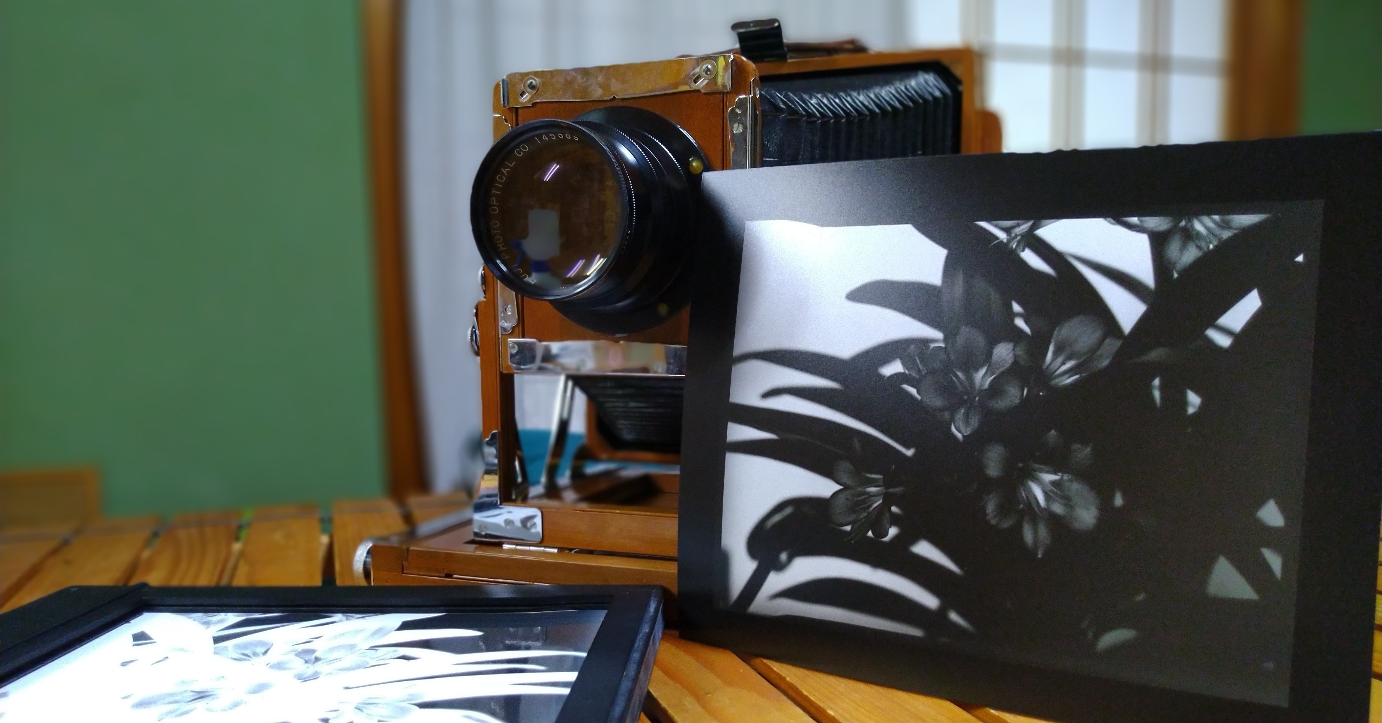大判カメラ、多分8×10のフォルダー