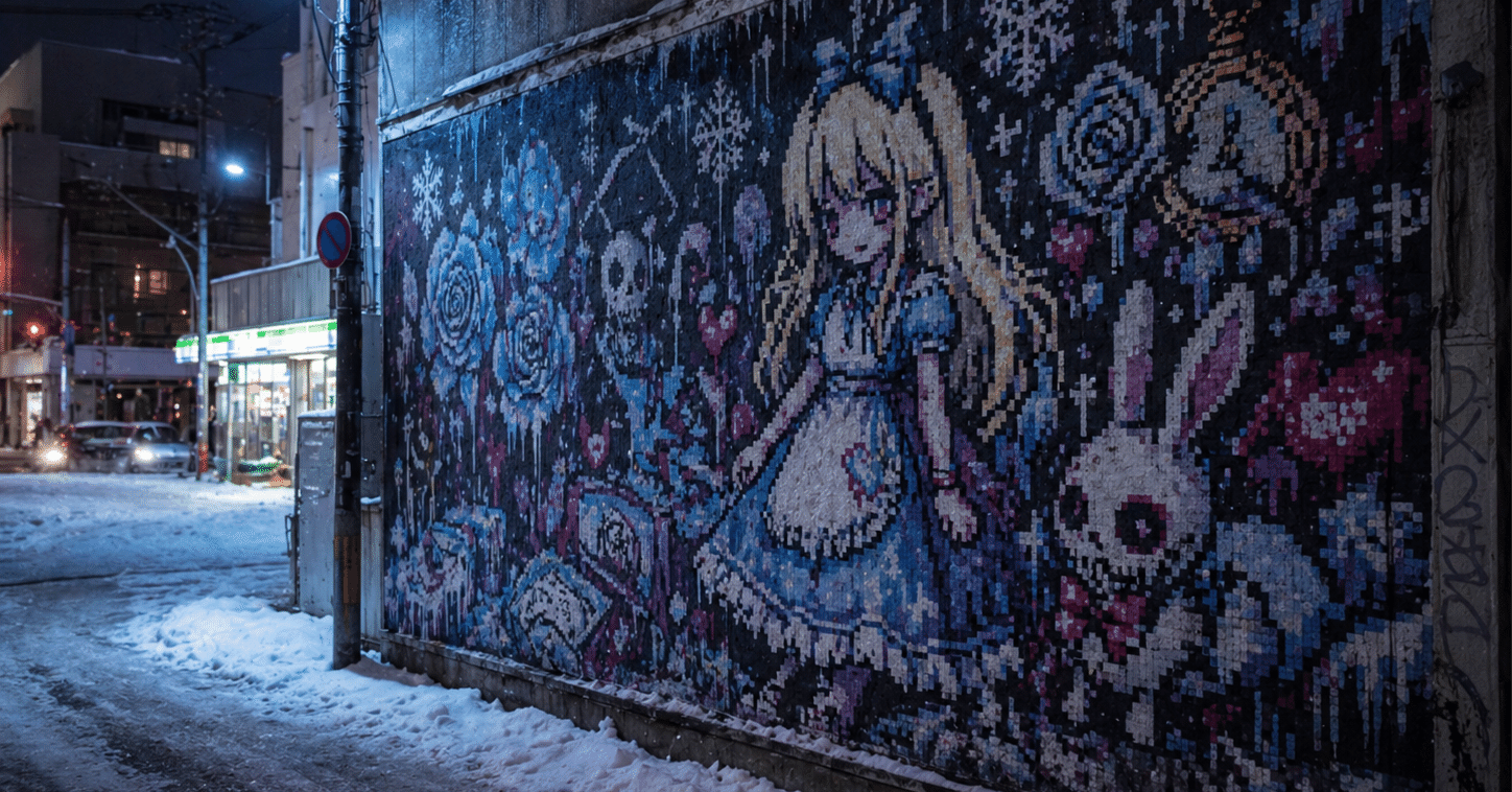 架空壁画辞典 No.017《雪夜のアリス壁画》｜上田カズヤ@ somnigraphia