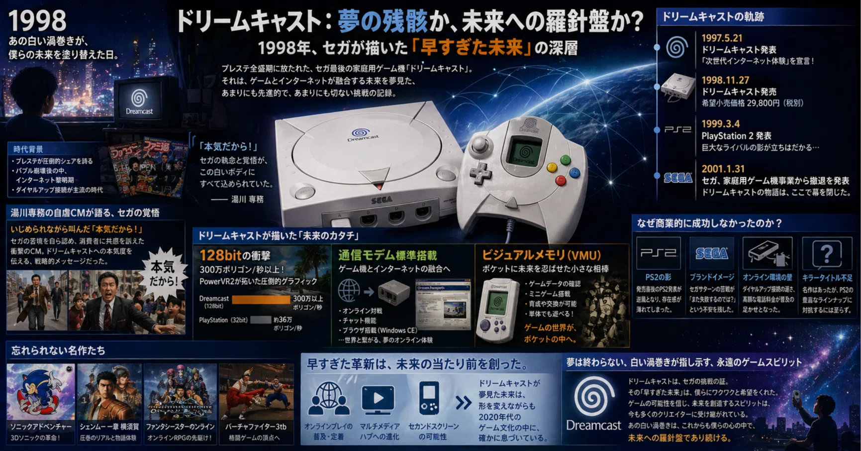 ドリームキャスト 周辺機器 ソフト レトロゲーム ドリームキャスト」発売25周年！ オンライン機能に特化して夢の世界を