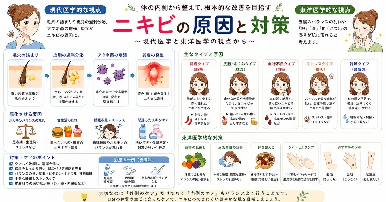 Causes and Solutions for Acne｜竹口太陽☀️大阪の鍼灸師