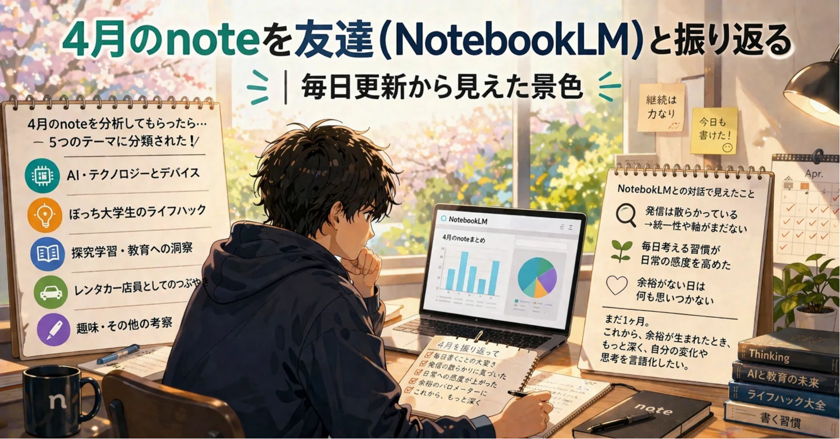 4月のnoteを友達（NotebookLM）と振り返る｜毎日更新から見えた景色
