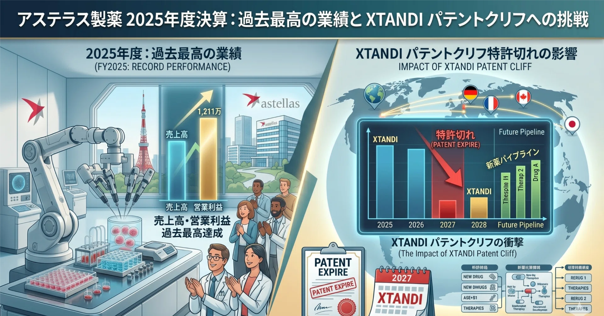アステラス製薬2025年度決算で過去最高の売上高・営業利益達成（XTANDI