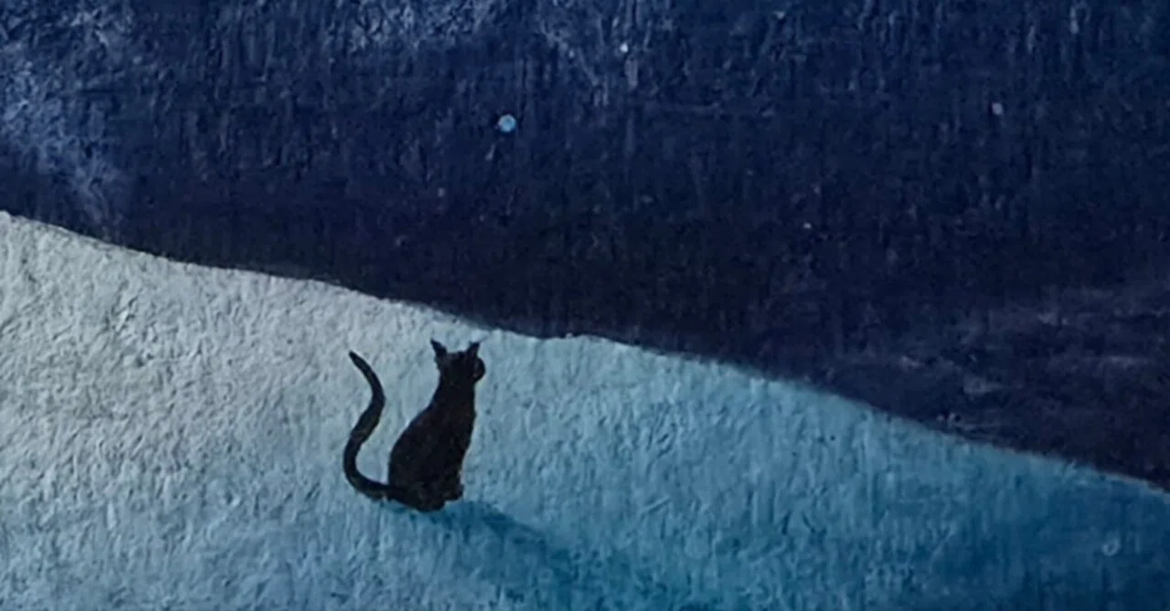 物思いの夜』～黒猫の旅シリーズ アクリル画紹介～｜絵描きのクロスケ