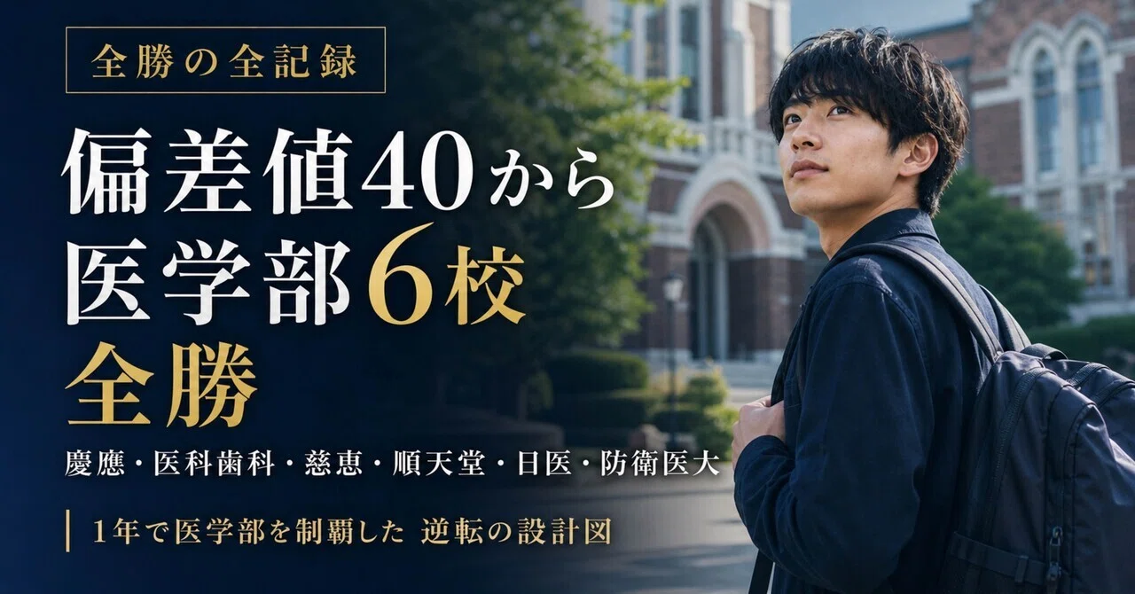 全勝の全記録】偏差値40から慶應・医科歯科・慈恵・順天堂・日医・防衛