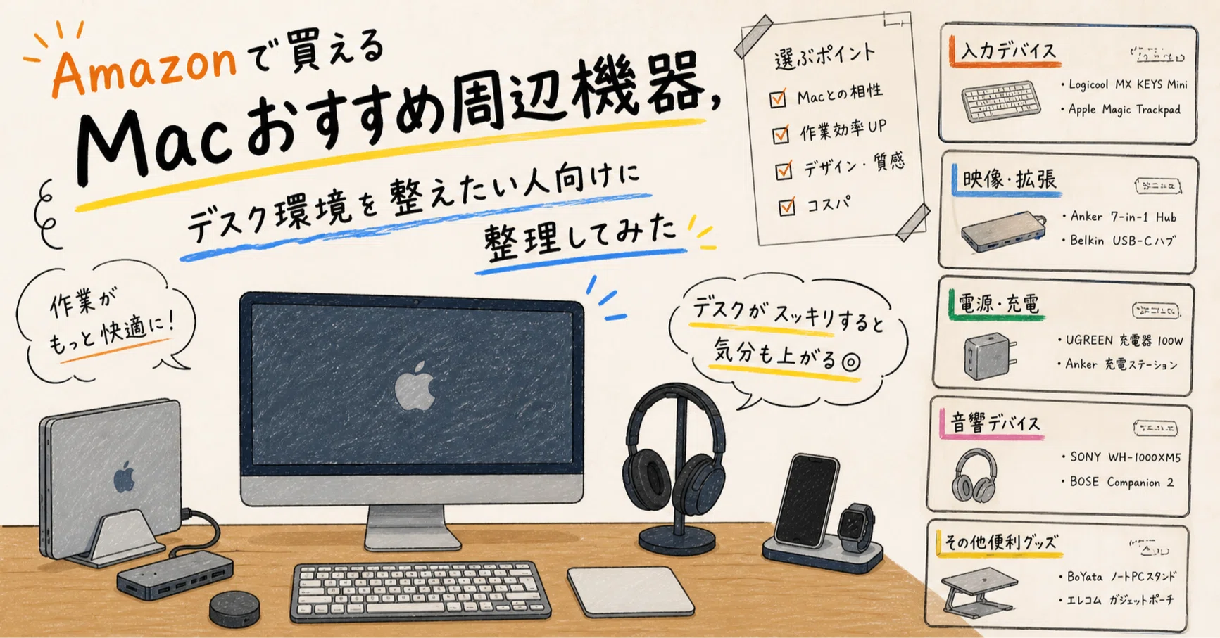 Amazonで買えるMacおすすめ周辺機器、デスク環境を整えたい人向けに