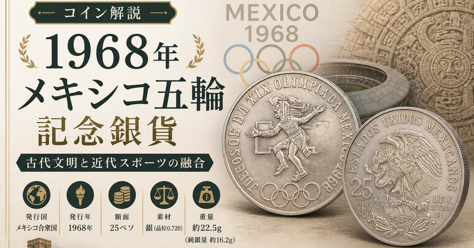 コイン解説】1968年 メキシコ五輪記念銀貨｜“古代文明×近代スポーツ”が