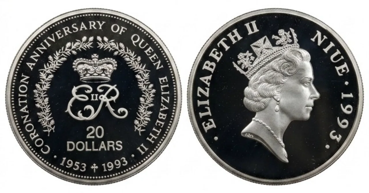 銀貨の輝き】エリザベス2世戴冠40周年記念・ニウエ発行20ドル銀貨の
