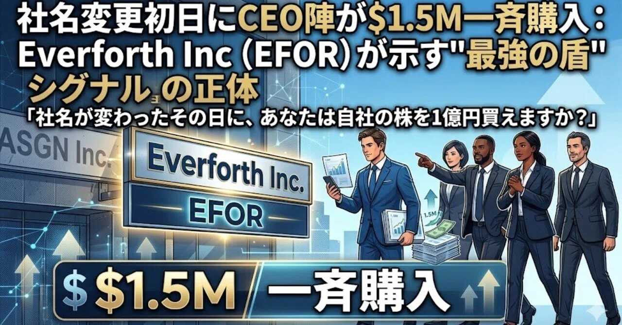 Everforth Goals 社名変更初日にCEO陣が$1.5M一斉購入:Everforth Inc(EFOR)が示す