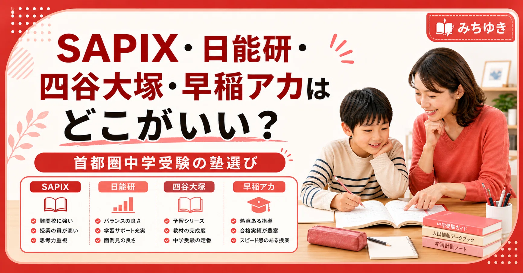 四谷大塚学校別予習シリーズ 慶應中等部第4回〜第8回サピックス早稲アカ日能研 SAPIX・日能研・四谷大塚・早稲アカ、難関中学受験ならどこがいい？塾