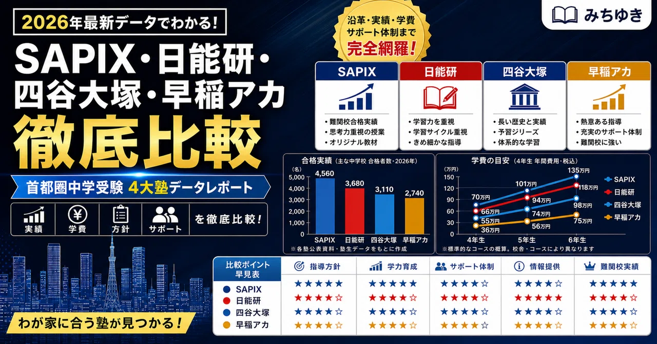 2026年最新】SAPIX・日能研・四谷大塚・早稲アカ、4大塾を徹底比較
