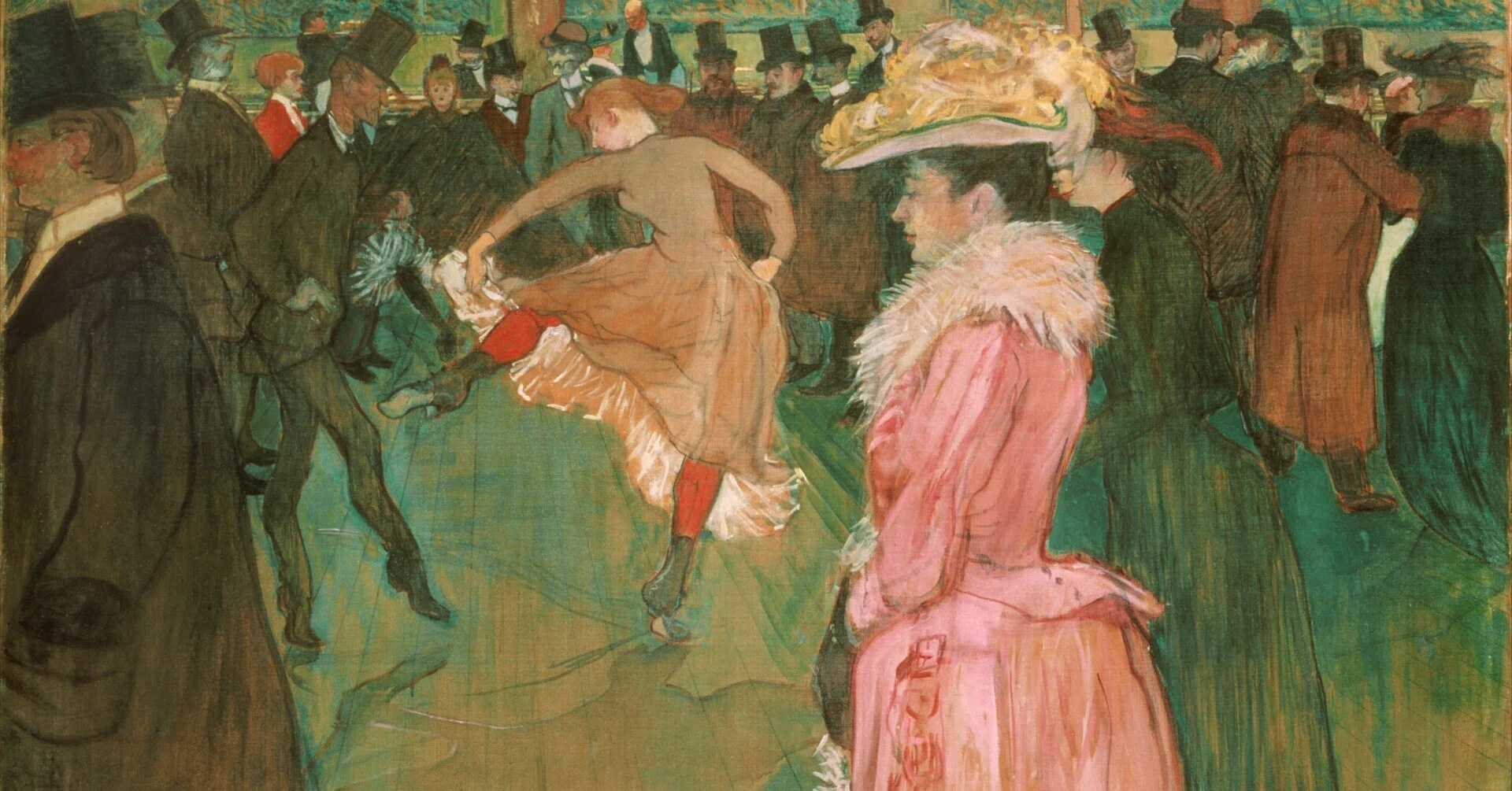 トゥルーズ＝ロートレック 油彩画「ムーラン・ルージュの踊り」 不夜城の喧騒と孤独な眼差し】ロートレック『ムーラン・ルージュにて