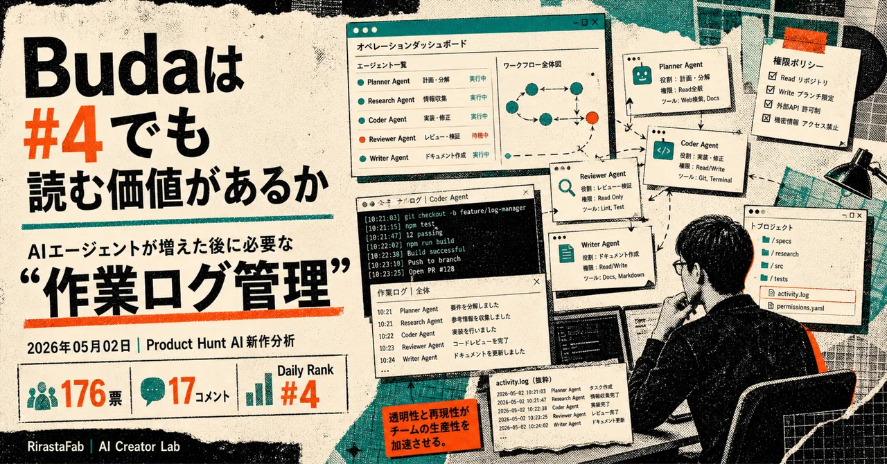 Budaは#4でも読む価値があるか｜AIエージェントが増えた後に必要な“作業ログ管理”
