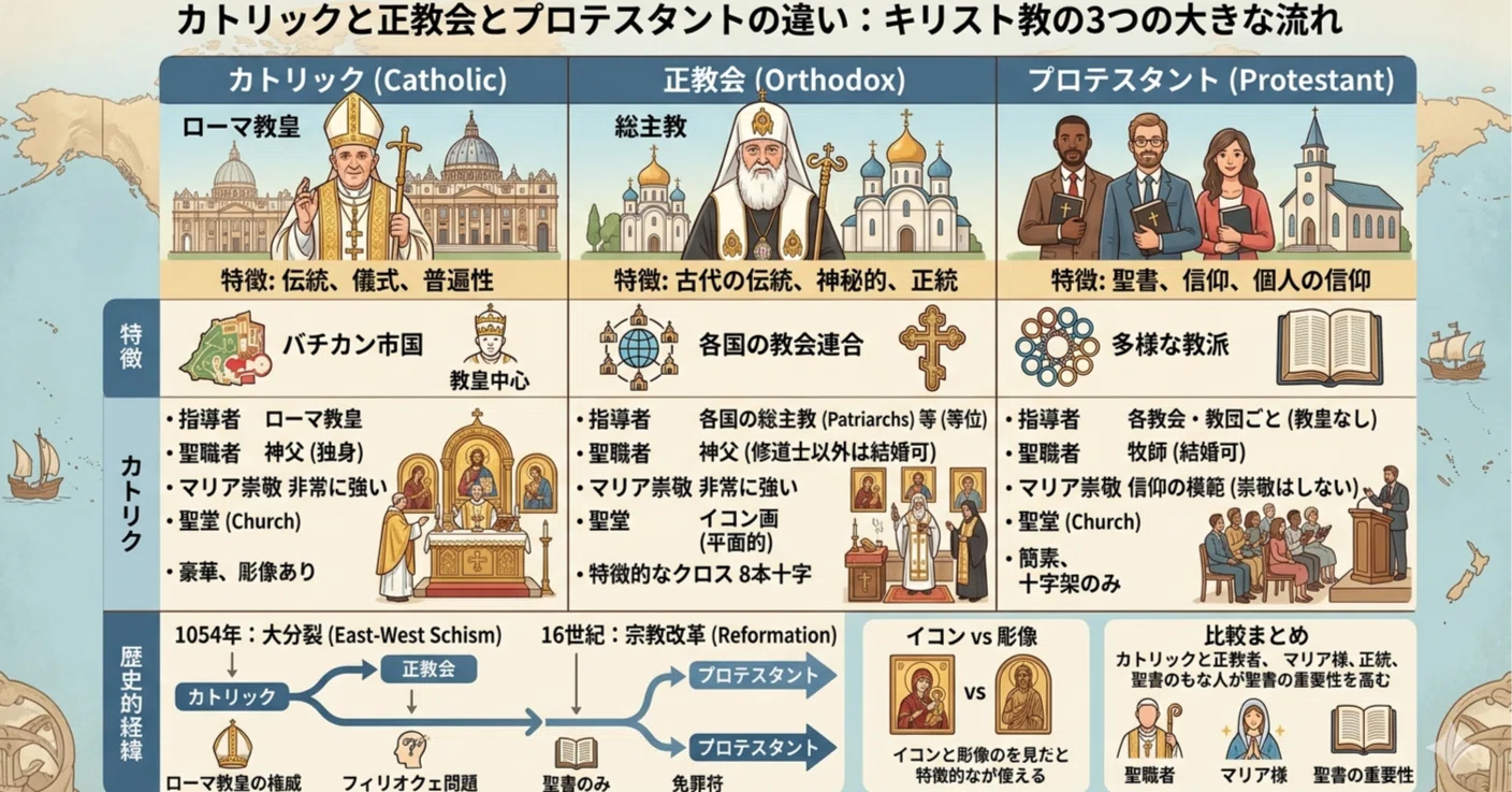 キリスト教の「3つの大きな流れ」｜マオマオ｜歴史・文化・社会を考える
