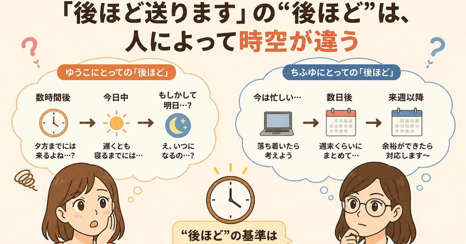 後ほど送ります」の“後ほど”は、人によって時空が違う｜ちふゆ 