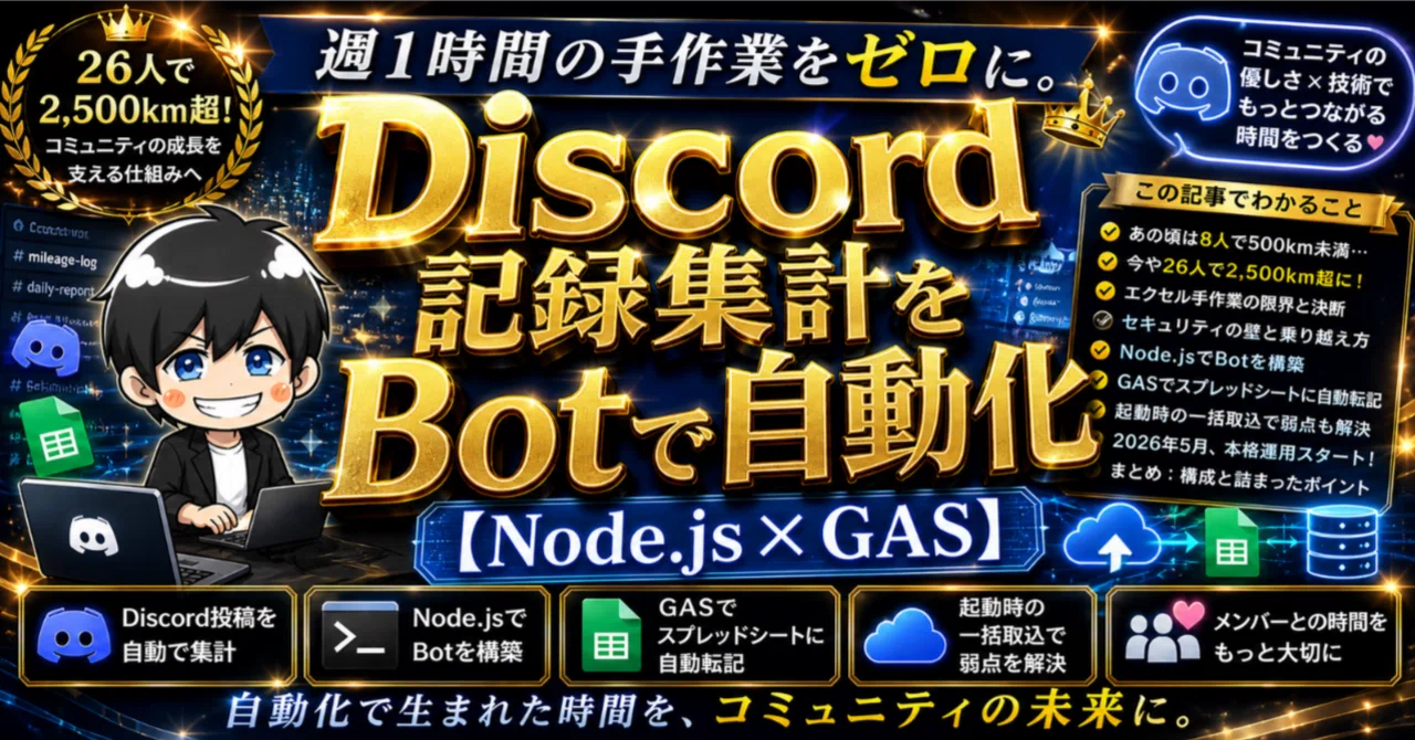 週1時間の手作業をゼロに。Discord記録集計をBotで自動化【Node.js×GAS