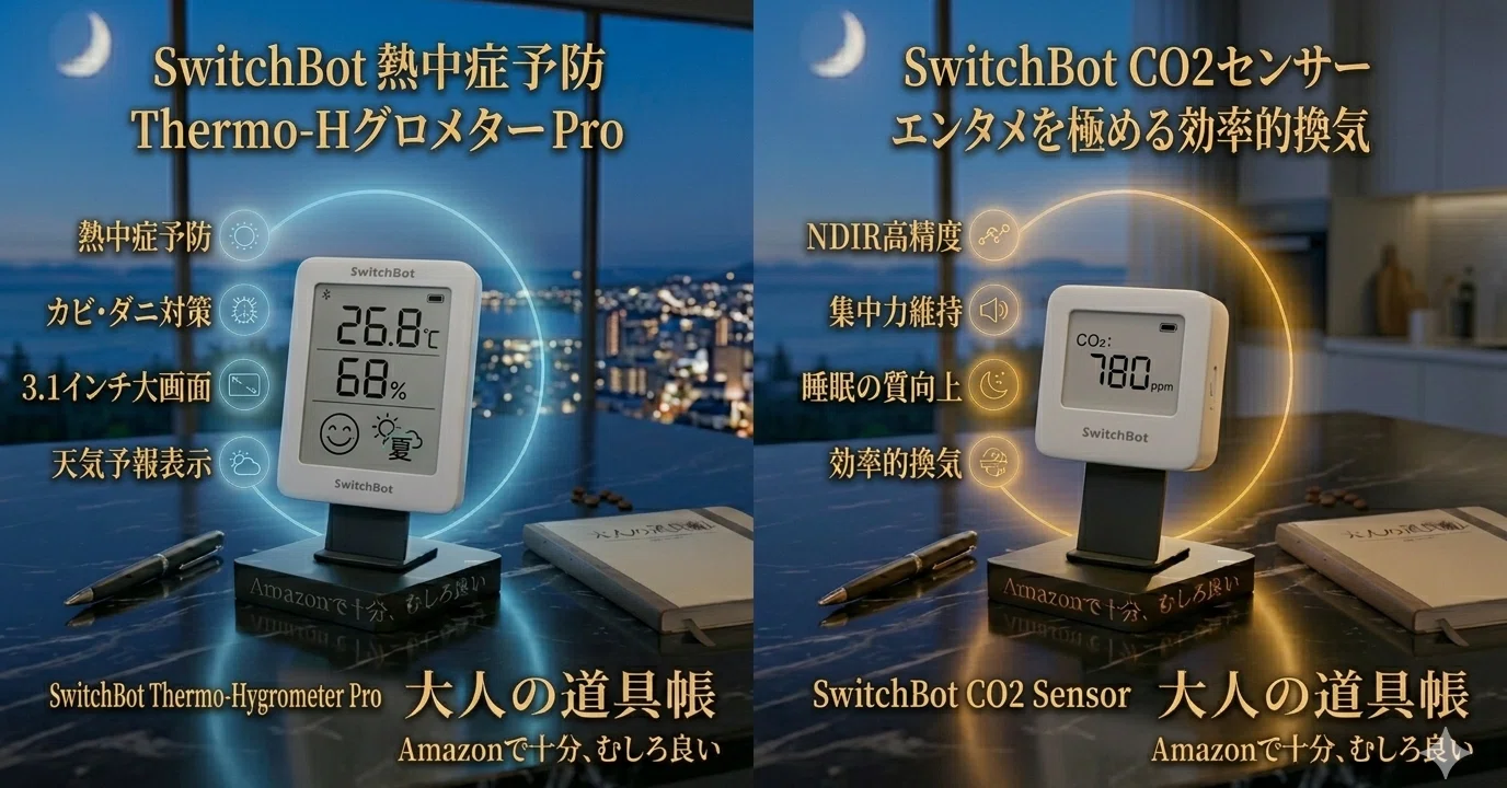 SwitchBot比較】温湿度計プロ vs CO2センサー。健康を守る「見える化