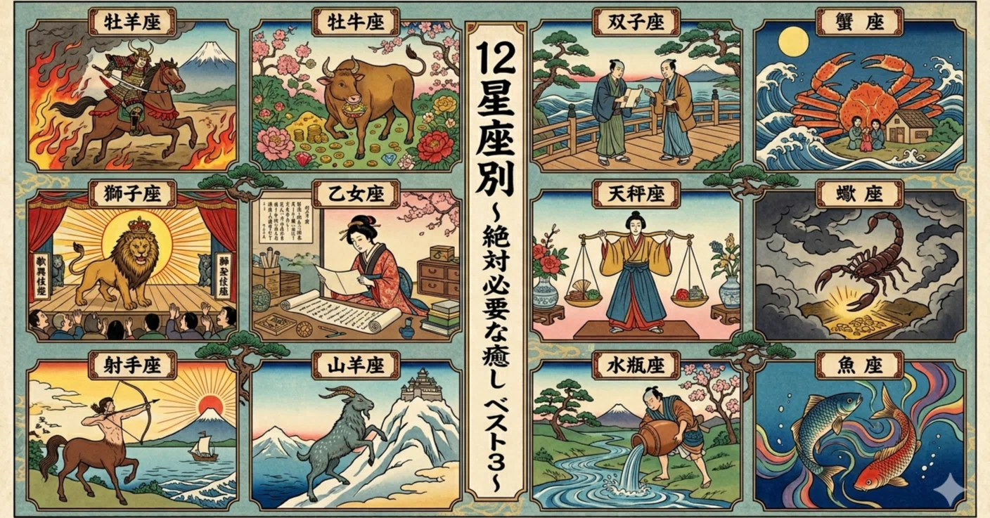 12星座別 ～絶対必要な癒し ベスト3～｜荒波まぐろ