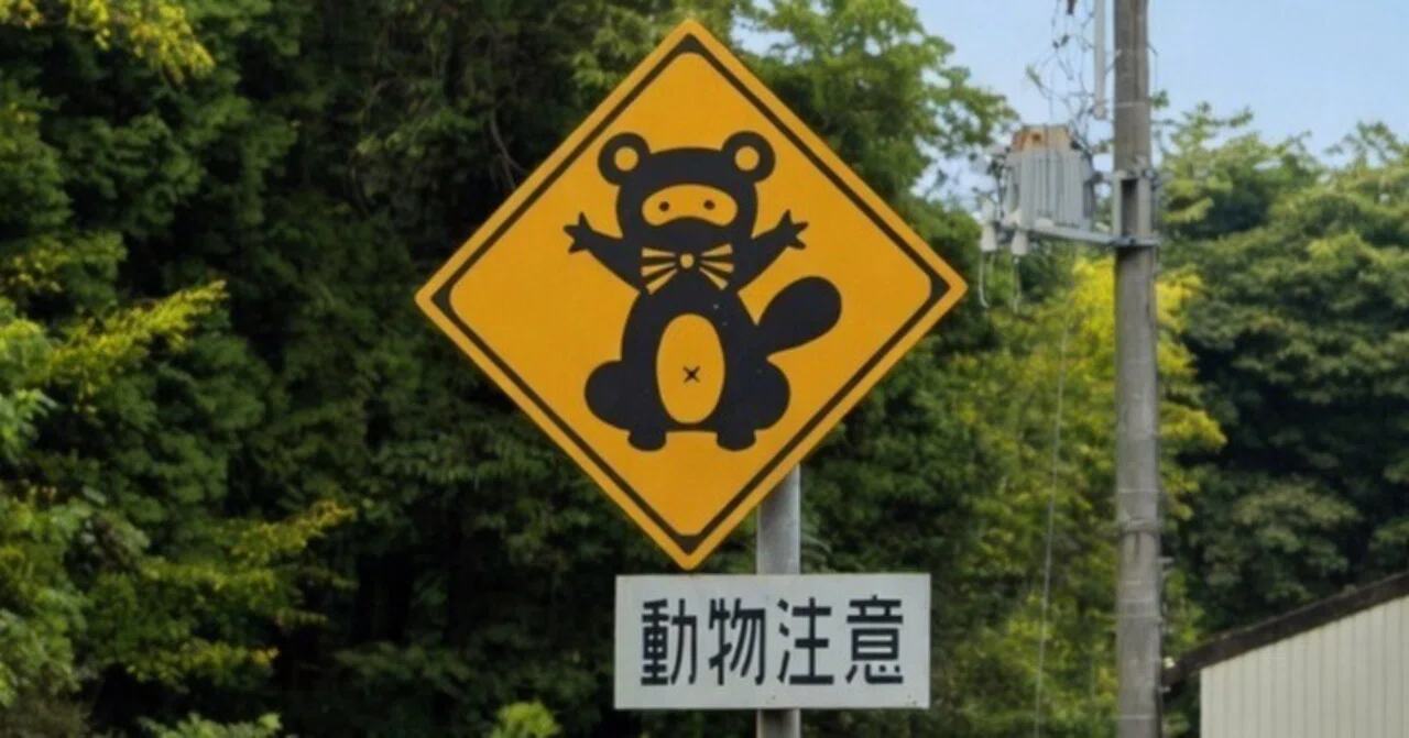地域によって異なる非標準形～タヌキ注意標識｜道路標識マニア