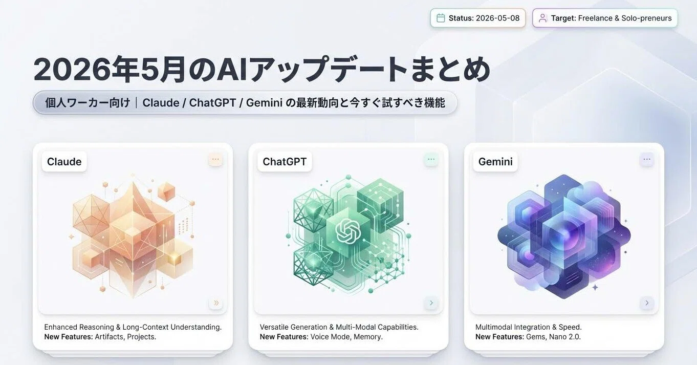 2026年5月のAIアップデートまとめ（個人ワーカー向け）｜Claude