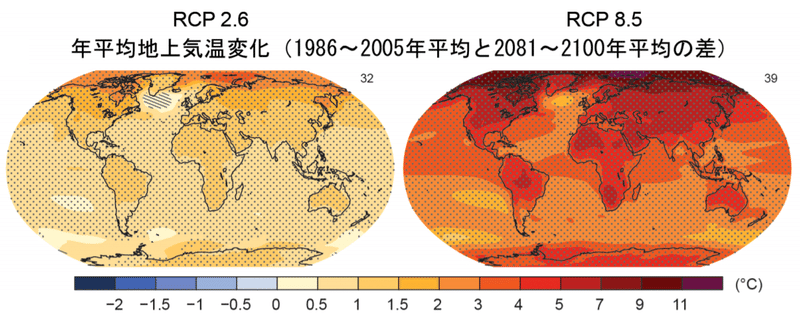 世界地図_100年後の平均気温