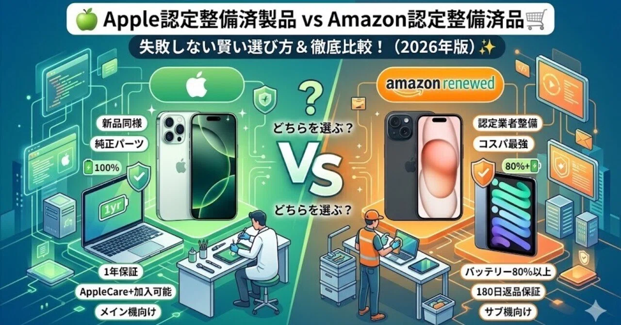 🍏🍏【2026年最新版】Apple認定整備済製品 vs Amazon認定整備済品