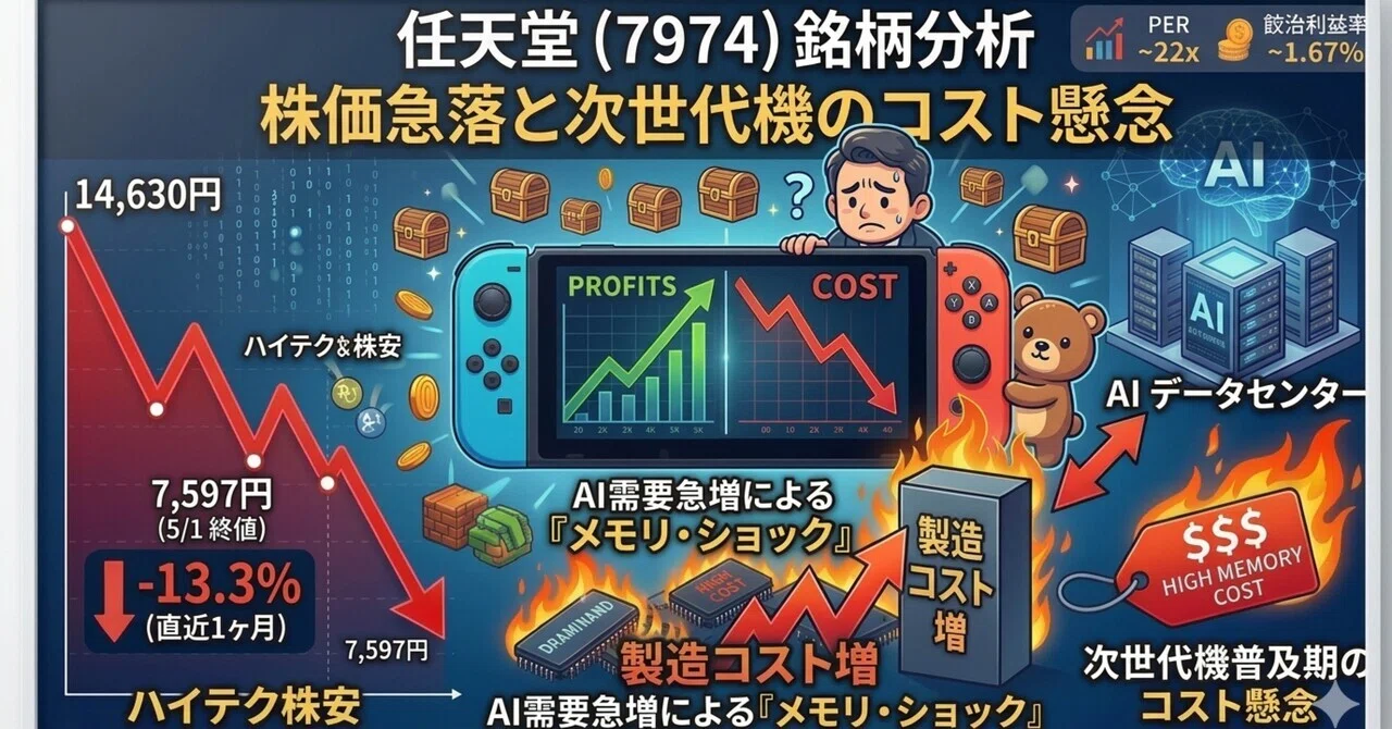 任天堂（7974）銘柄分析】株価急落の背景と次世代機を巡るコスト増の