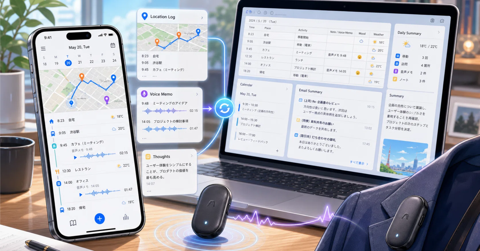 Claude」×「PlaudNotePin」×「Tracer」でライフログシステムを構築 